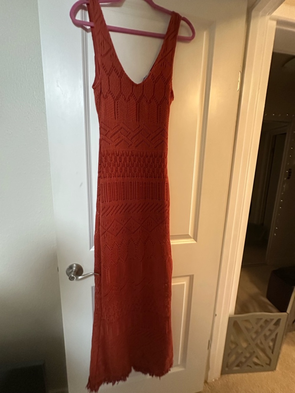 Urban Outfitters Rust-Orange Textured Knit Maxi Dress